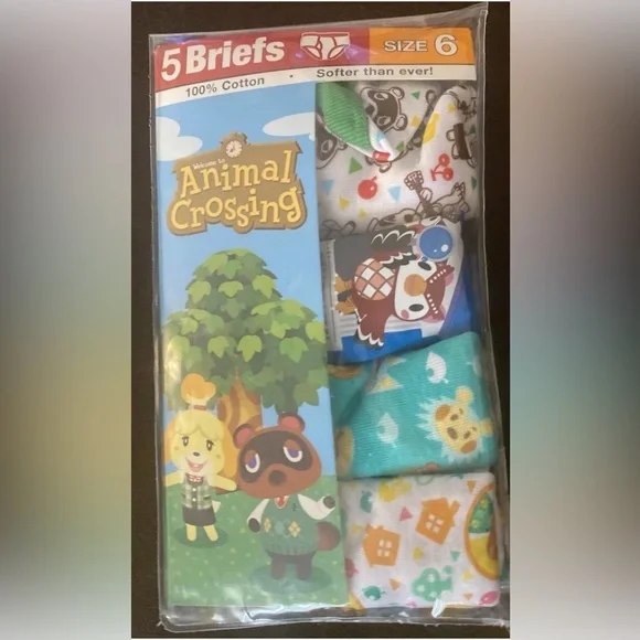 Animal Crossing Boys Briefs Size 6 Nintendo 4 Pack Cotton Underwear - Picture 2 of 6